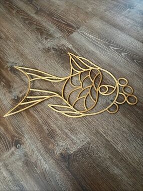 Handcrafted woven wooden fish wall hanging